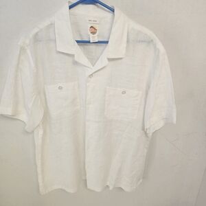 White Men's Shirt C&C California 100% Linen XL Casual Preppy Vacation Coastal